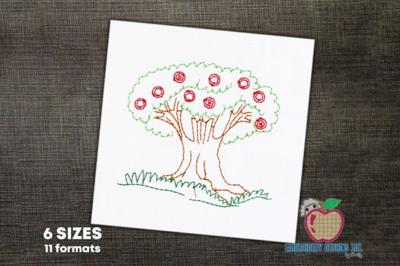 Apple Tree Colorful Lineart for Boutique Apparel