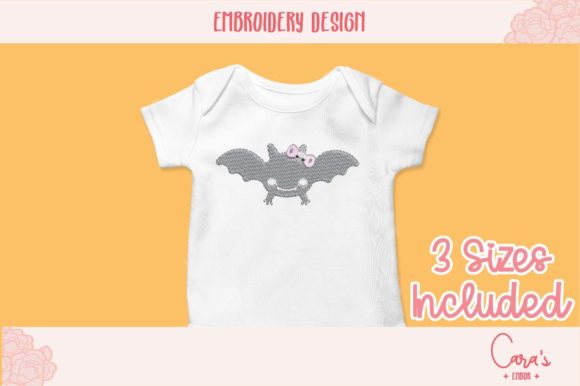 Bow Bat Embroidery Design for Small Business Merch